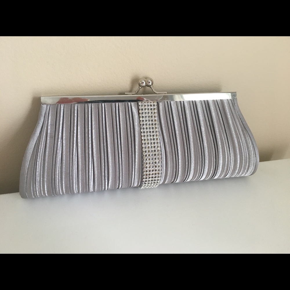Silver Satin Clutch